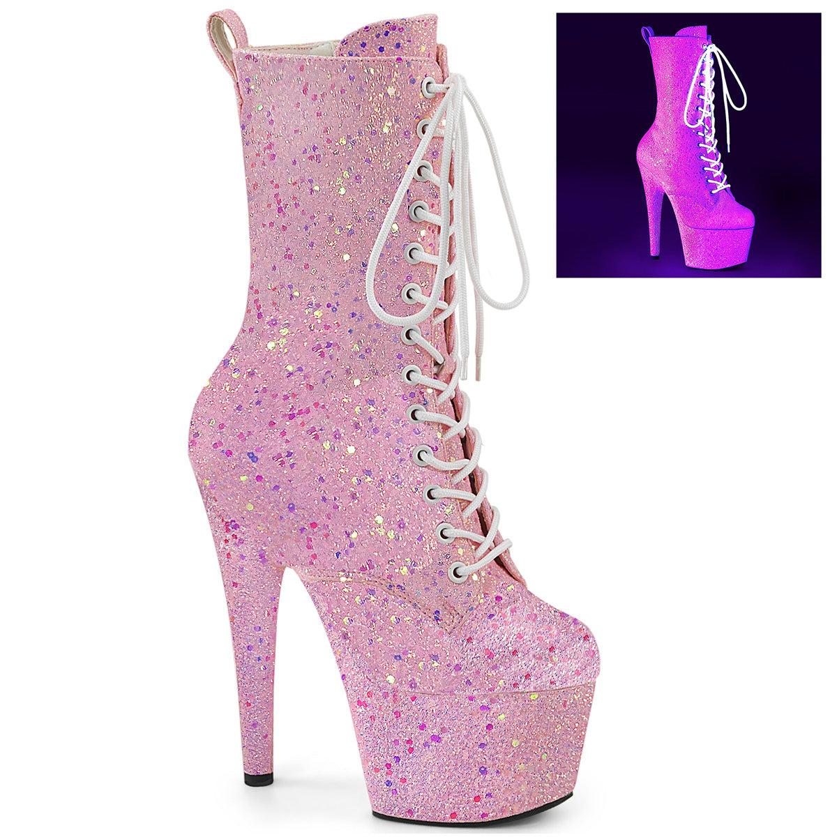 【PLEASER】ADORE-1040IG シューズ Neon B. Pink Iridescent Glitter/M【取寄】