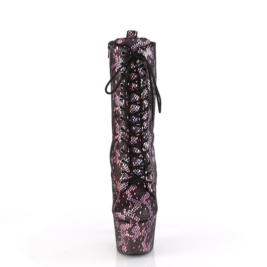 【PLEASER】ADORE-1040SPF プラットフォームシューズ B. Pink Metallic Holo Snake Print Fabric【取寄】