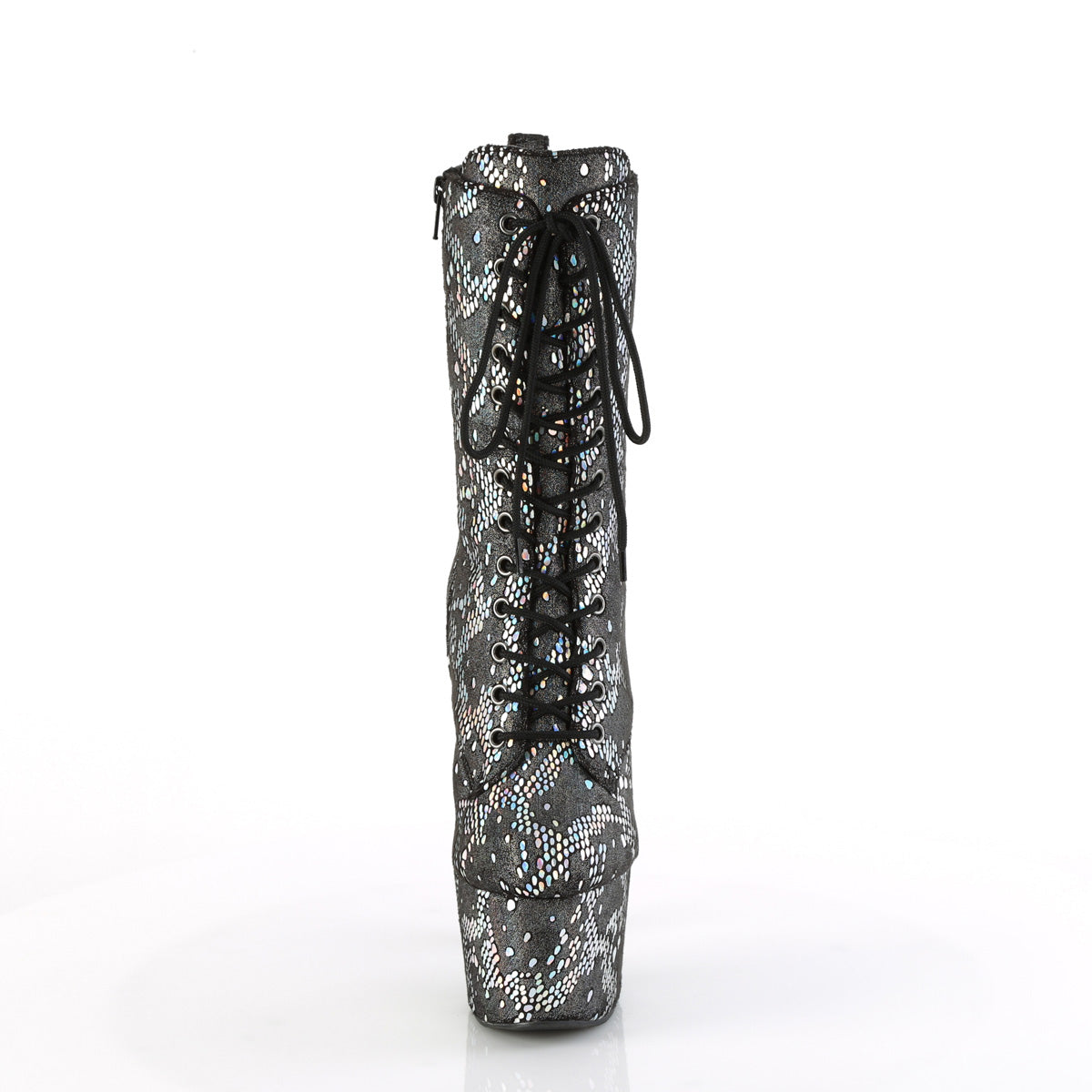 【PLEASER】ADORE-1040SPF シューズ Silver Metallic Holo Snake Print Fabric/【取寄】