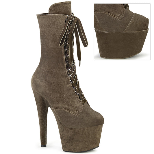 【PLEASER】ADORE-1045VEL プラットフォームシューズ Khaki Velvet/Khaki Velvet【取寄】