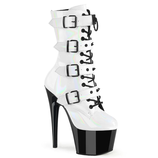 【PLEASER】ADORE-1046TT プラットフォームシューズ Wht Holo Pat/Blk【取寄】