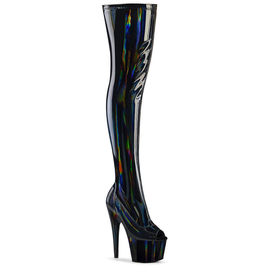 【PLEASER】ADORE-3011HWR プラットフォームシューズ Blk Str. Holo/Blk Holo【取寄】