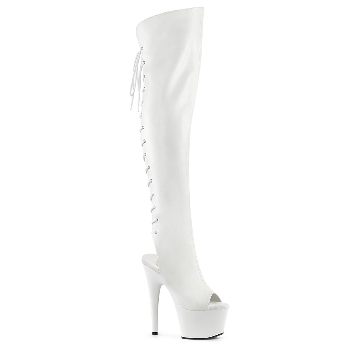 【PLEASER】ADORE-3019 シューズ Wht Faux Leather/Wht Matte【取寄】