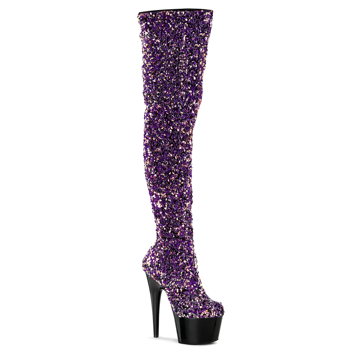 【PLEASER】ADORE-3020 プラットフォームシューズ Purple Multi Sequins/Blk【取寄】