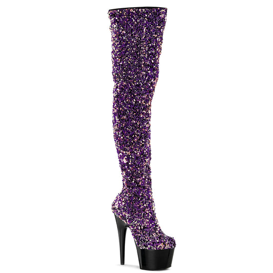 【PLEASER】ADORE-3020 プラットフォームシューズ Purple Multi Sequins/Blk【取寄】