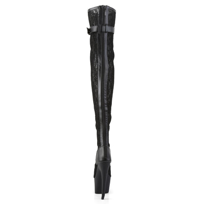 【PLEASER】ADORE-3025ML シューズ Blk Faux Leather-Mesh-Lace/Blk Matte【取寄】