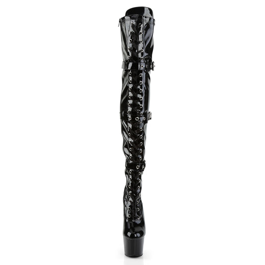 【PLEASER】ADORE-3028 プラットフォームシューズ Blk Str Pat/Blk【取寄】