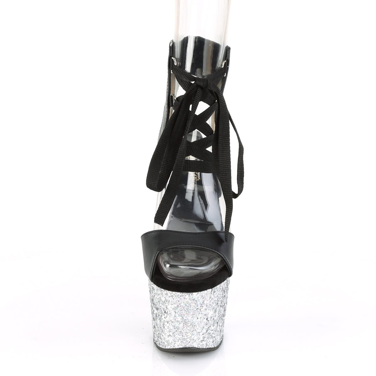 【PLEASER】ADORE-700-14LG シューズ Blk Faux Leather/Slv Multi Glitter【取寄】