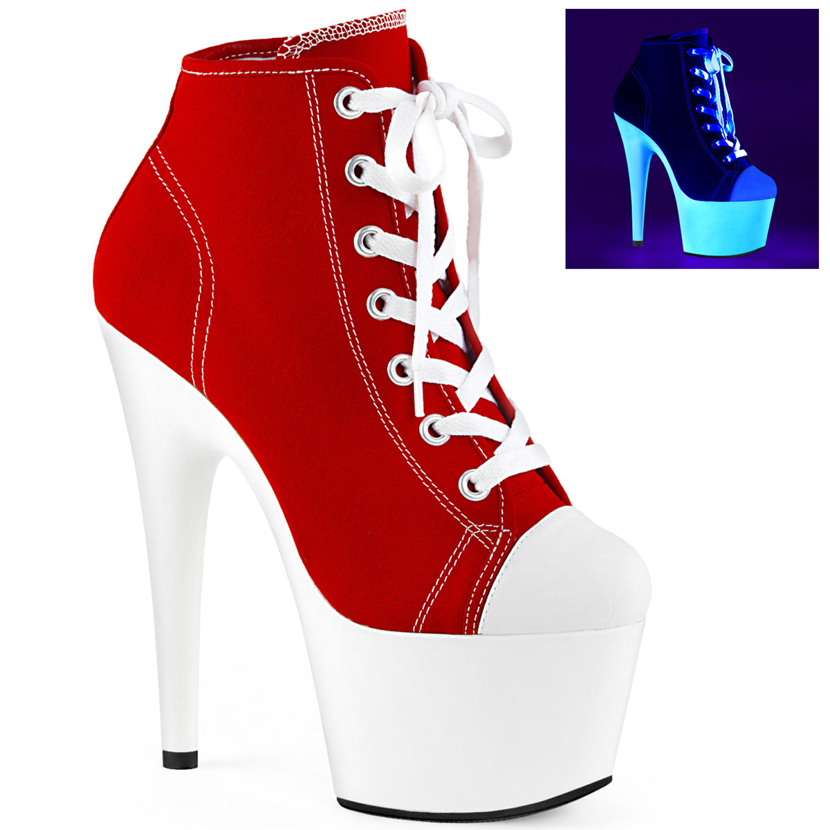 【PLEASER】ADORE-700SK-02 シューズ Red Canvas/Neon White【取寄】