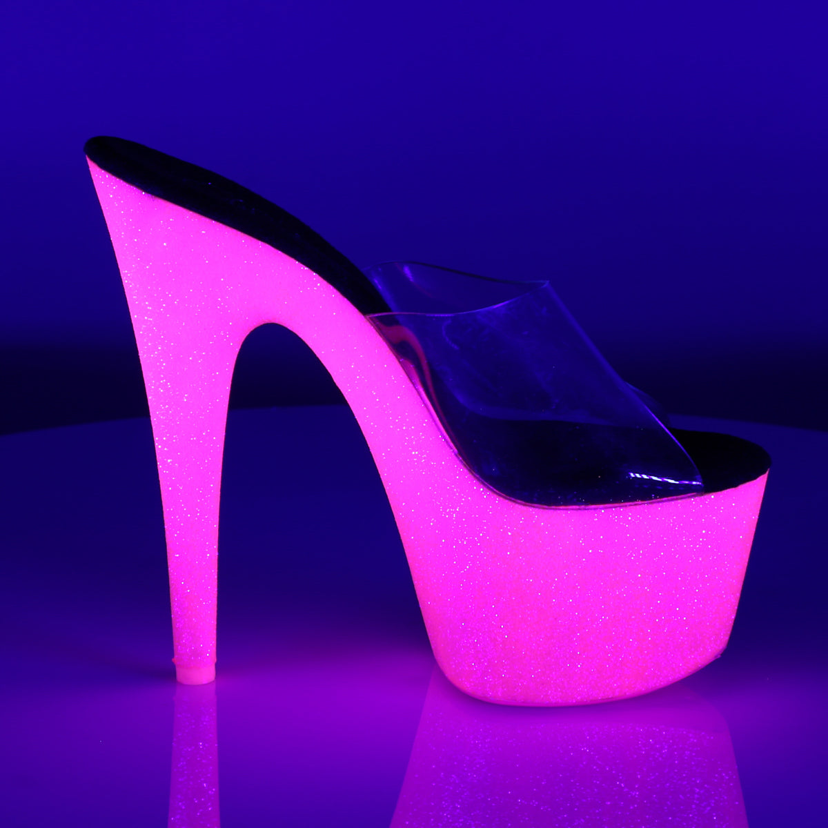 【PLEASER】ADORE-701UVG シューズ Clr/Neon H. Pink Glitter【取寄】