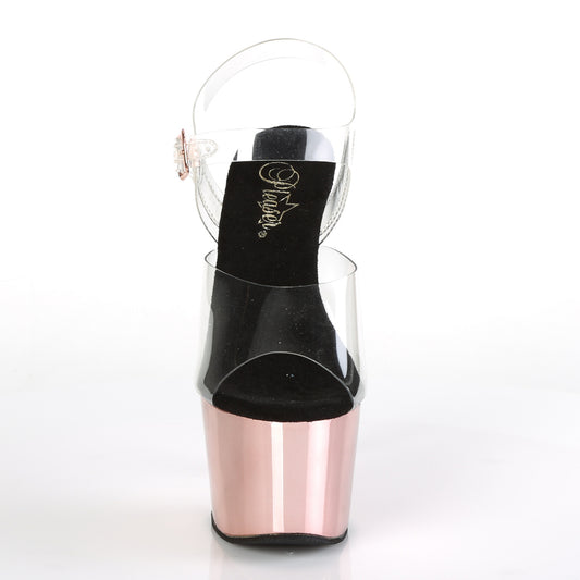 【PLEASER】ADORE-708 プラットフォームシューズ Clr/Rose Gold Chrome【取寄】
