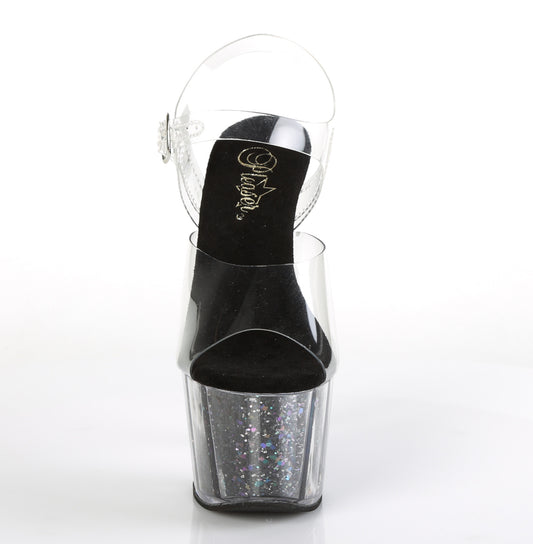 【PLEASER】ADORE-708CG プラットフォームシューズ Clr/Blk Confetti Glitter【取寄】