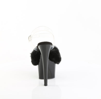 【PLEASER】ADORE-708FUR シューズ Blk Faux Fur-Clr TPU/Blk【取寄】