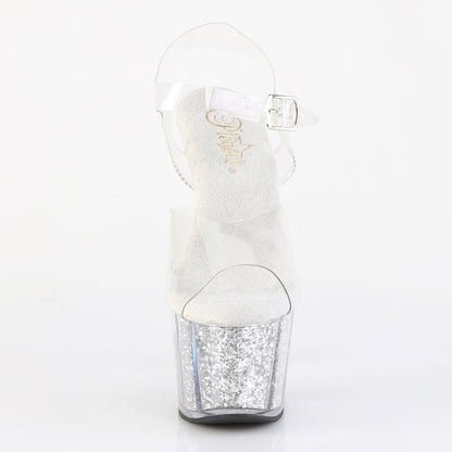 【PLEASER】ADORE-708G シューズ Clr/Silver Multi Glitter Inserts【取寄】