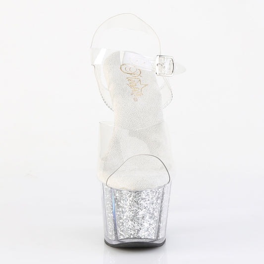 【PLEASER】ADORE-708G プラットフォームシューズ Clr/Silver Multi Glitter Inserts【取寄】