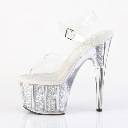 【PLEASER】ADORE-708G シューズ Clr/Silver Multi Glitter Inserts【取寄】