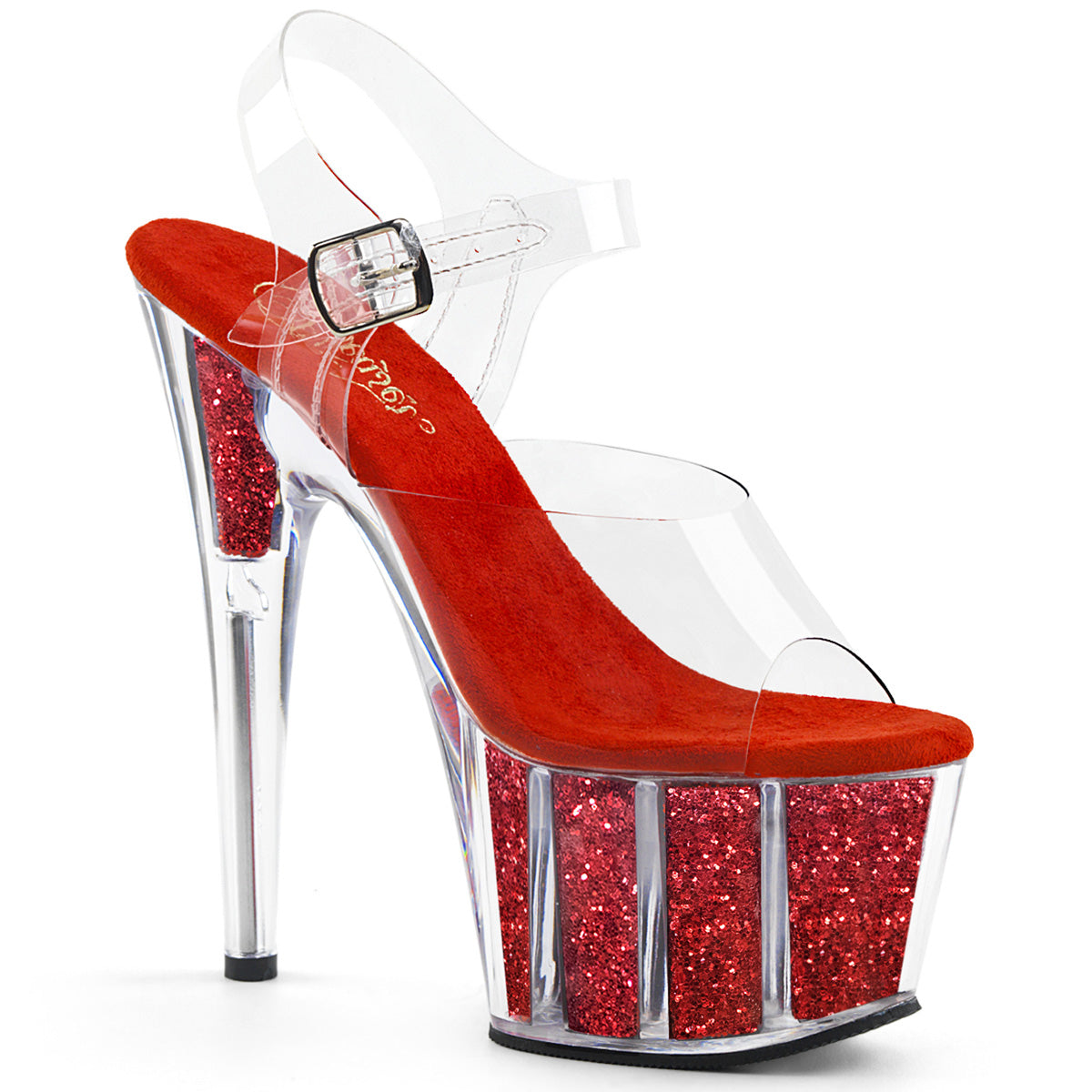 【PLEASER】ADORE-708G シューズ Clr/Red Glitter Inserts【取寄】