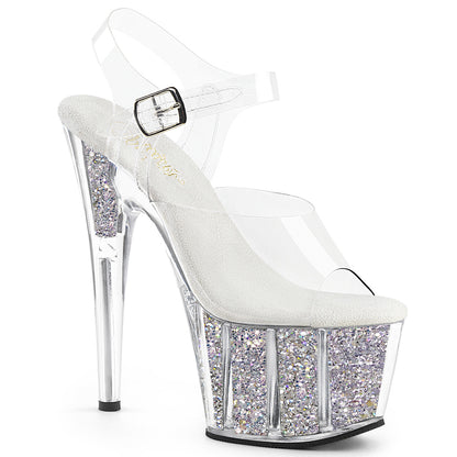 【PLEASER】ADORE-708G シューズ Clr/Silver Multi Glitter Inserts【取寄】