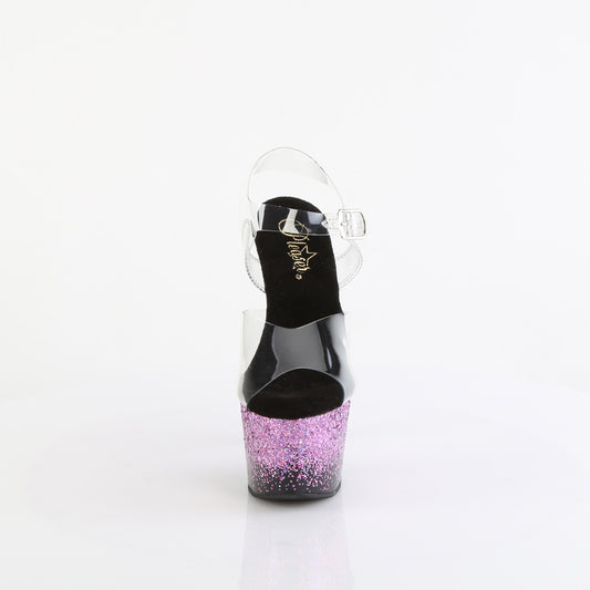 【PLEASER】ADORE-708SS プラットフォームシューズ Clr/Blk-Purple Multi Glitter【取寄】