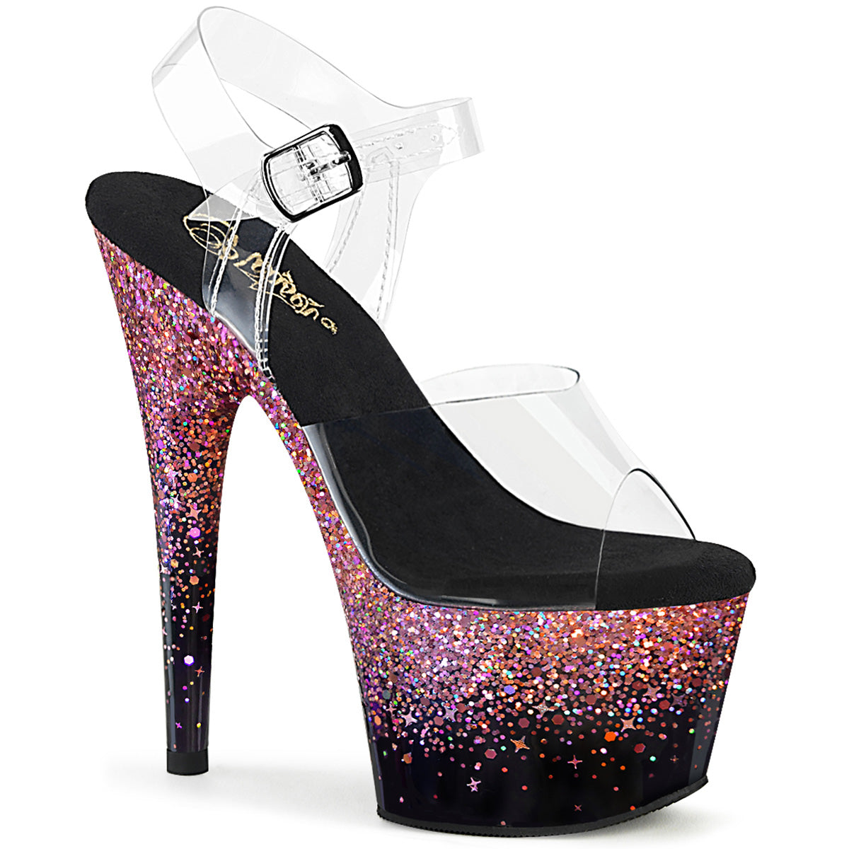 【PLEASER】ADORE-708SS シューズ Clr/Blk-Pink Multi Glitter【取寄】