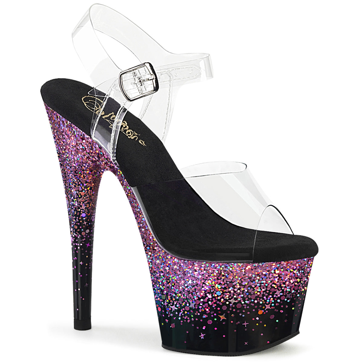 【PLEASER】ADORE-708SS シューズ Clr/Blk-Purple Multi Glitter【取寄】