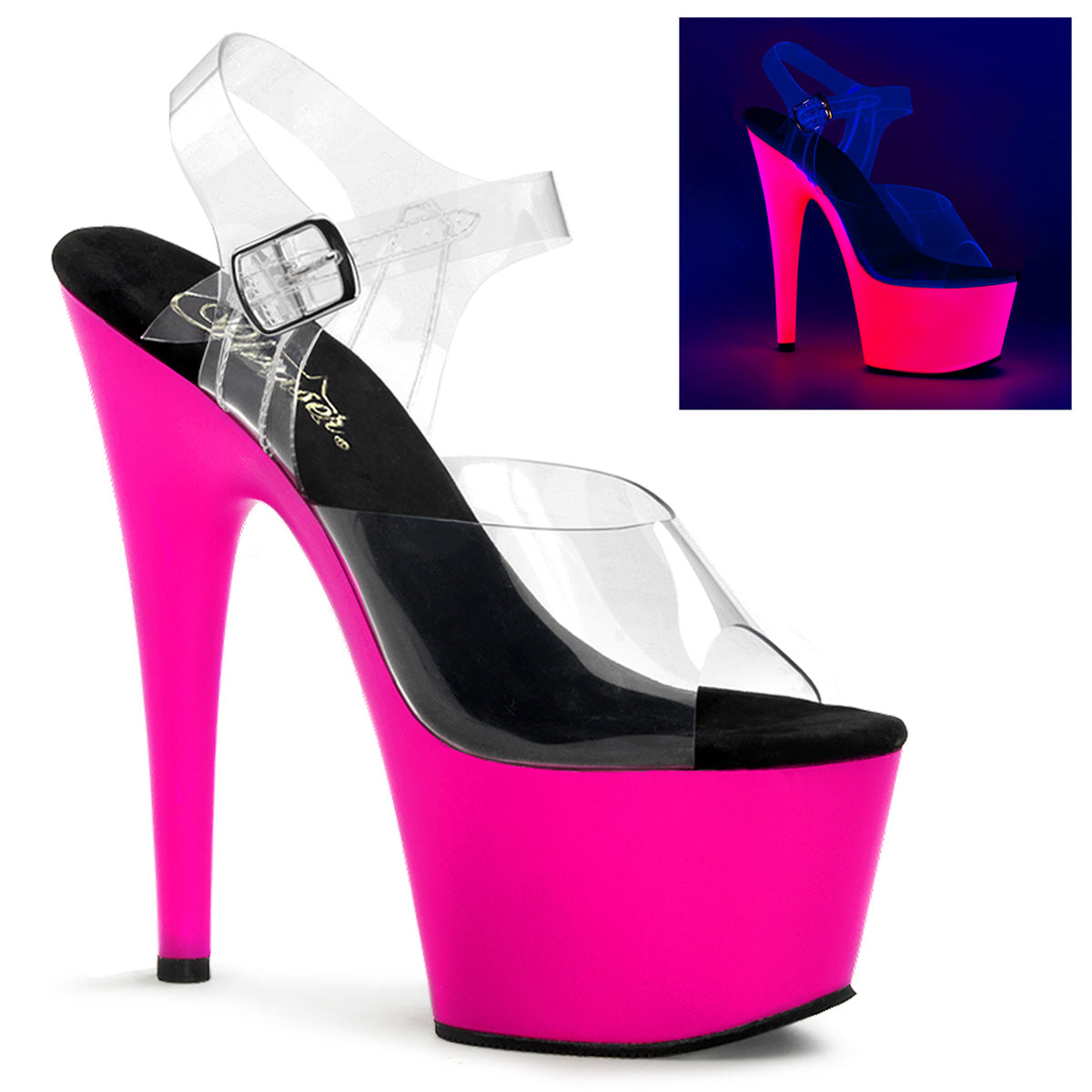 【PLEASER】ADORE-708UV シューズ Clr/Neon Pink【取寄】