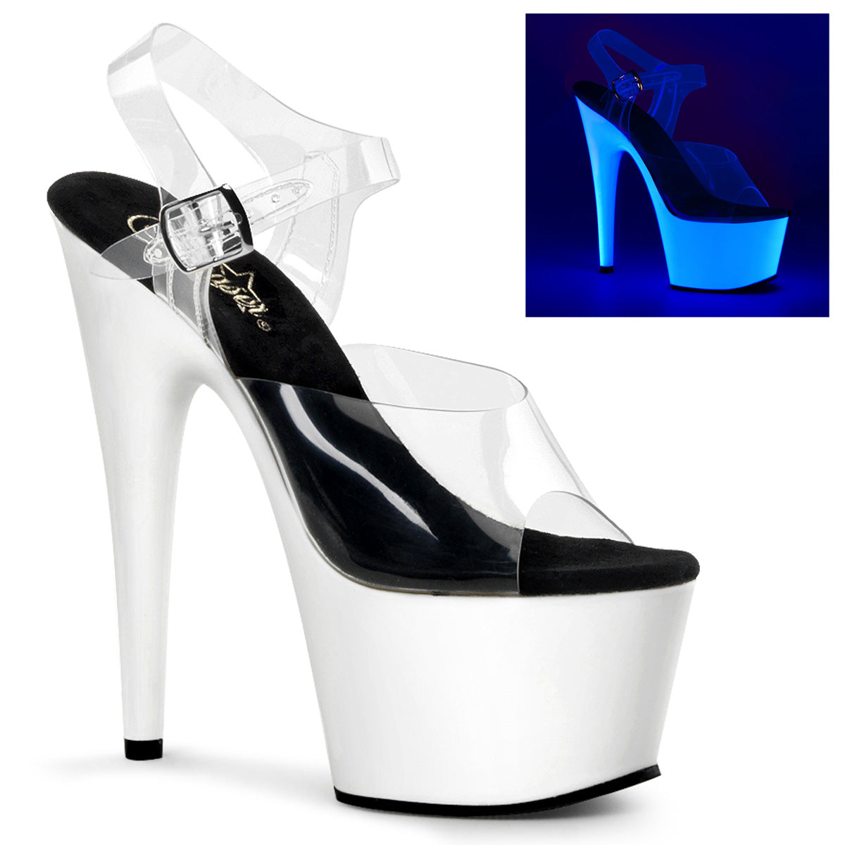 【PLEASER】ADORE-708UV シューズ Clr/Neon Wht【取寄】