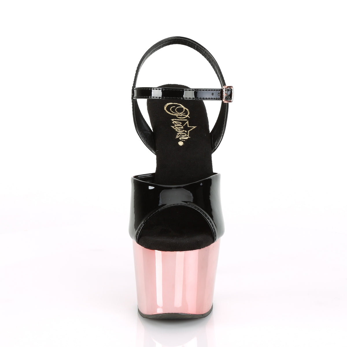 【PLEASER】ADORE-709 シューズ Blk Pat/Rose Gold Chrome【取寄】