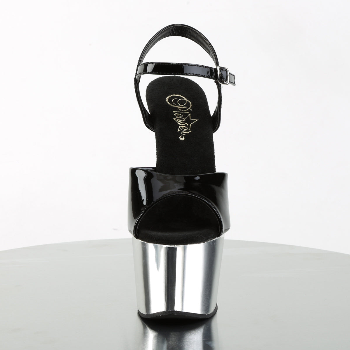 【PLEASER】ADORE-709 シューズ Blk Pat/Slv Chrome【取寄】