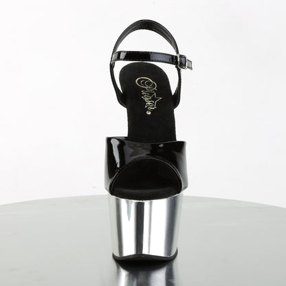 【PLEASER】ADORE-709 シューズ Blk Pat/Slv Chrome【取寄】