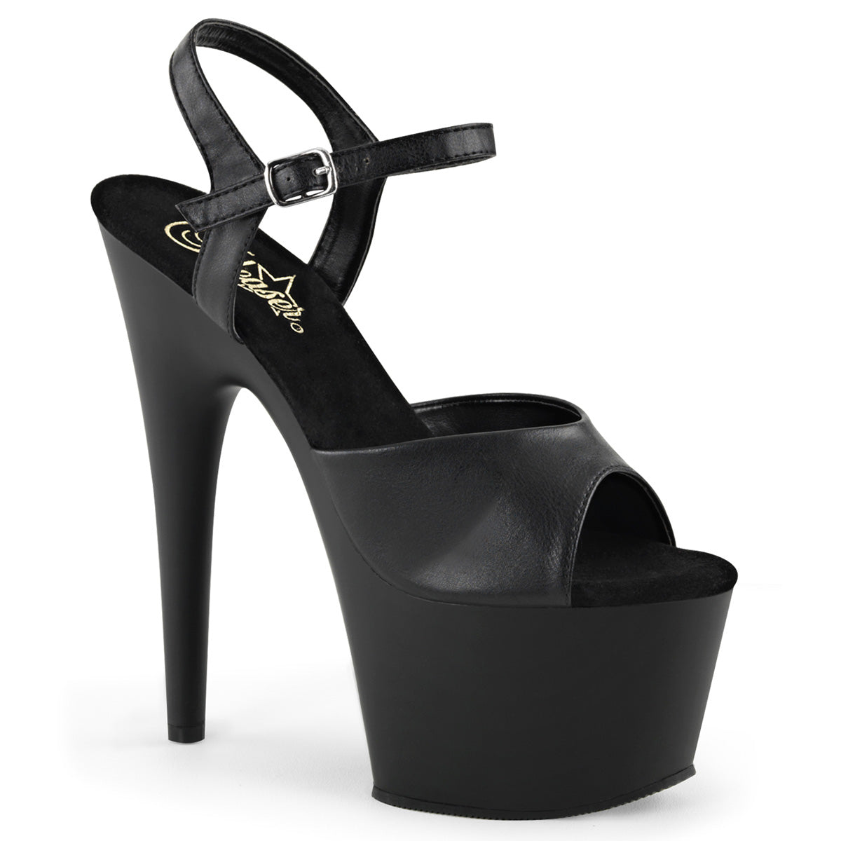 【PLEASER】ADORE-709 シューズ Blk Faux Leather/Blk Matte【取寄】