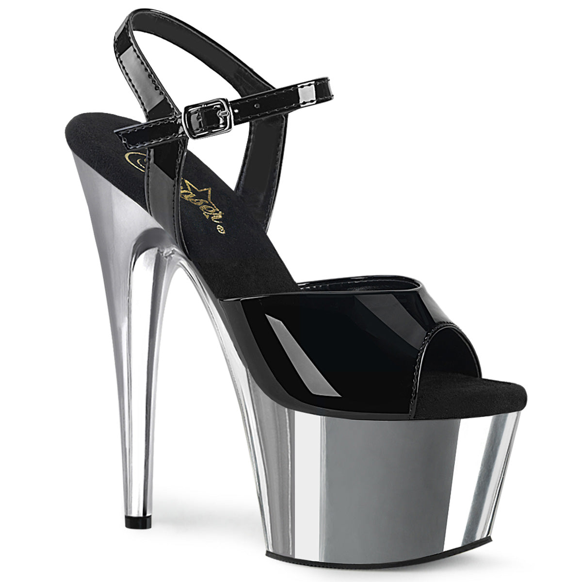 【PLEASER】ADORE-709 シューズ Blk Pat/Slv Chrome【取寄】