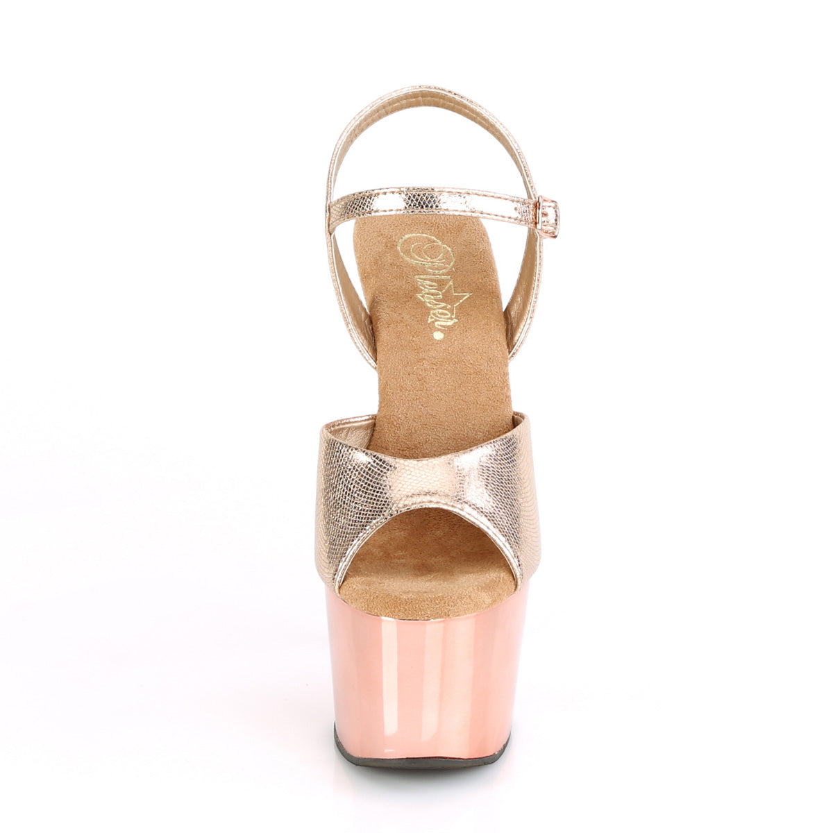 【PLEASER】ADORE-709 シューズ Rose Gold Textured Metallic/RoseGold Chrome【取寄】