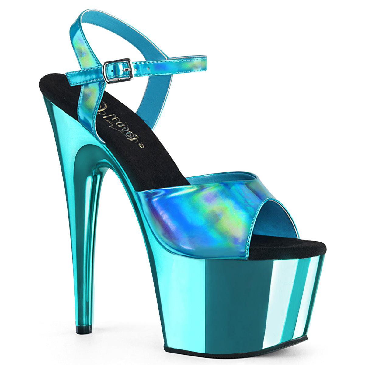 【PLEASER】ADORE-709HGCH シューズ Turquoise Hologram/Turquoise Chrome【取寄】