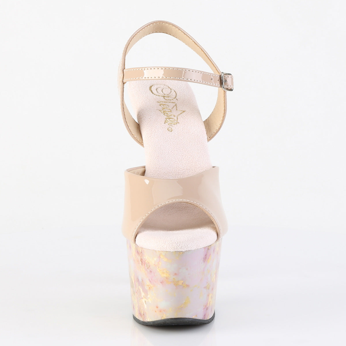 【PLEASER】ADORE-709MB シューズ Nude Pat/Blush-Gold Marble【取寄】