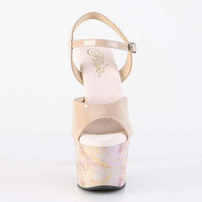 【PLEASER】ADORE-709MB シューズ Nude Pat/Blush-Gold Marble【取寄】