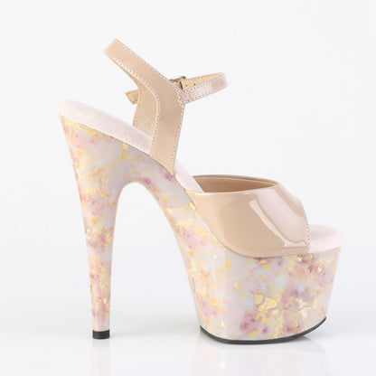 【PLEASER】ADORE-709MB シューズ Nude Pat/Blush-Gold Marble【取寄】