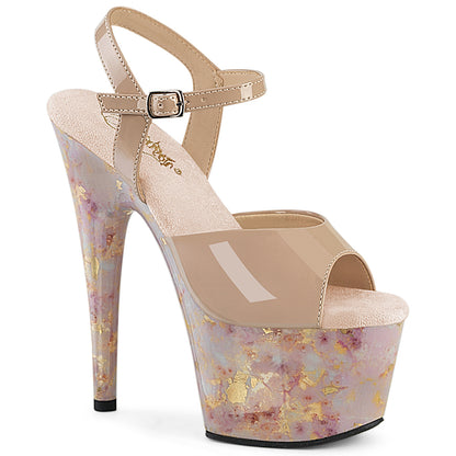【PLEASER】ADORE-709MB シューズ Nude Pat/Blush-Gold Marble【取寄】