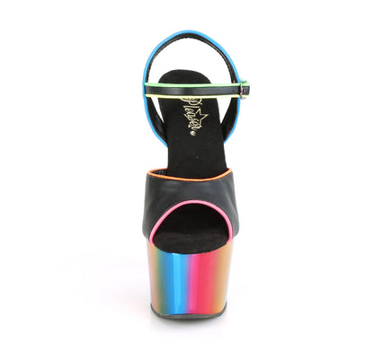 【PLEASER】ADORE-709RC-02 シューズ Blk Faux Leather/Rainbow Chrome【取寄】