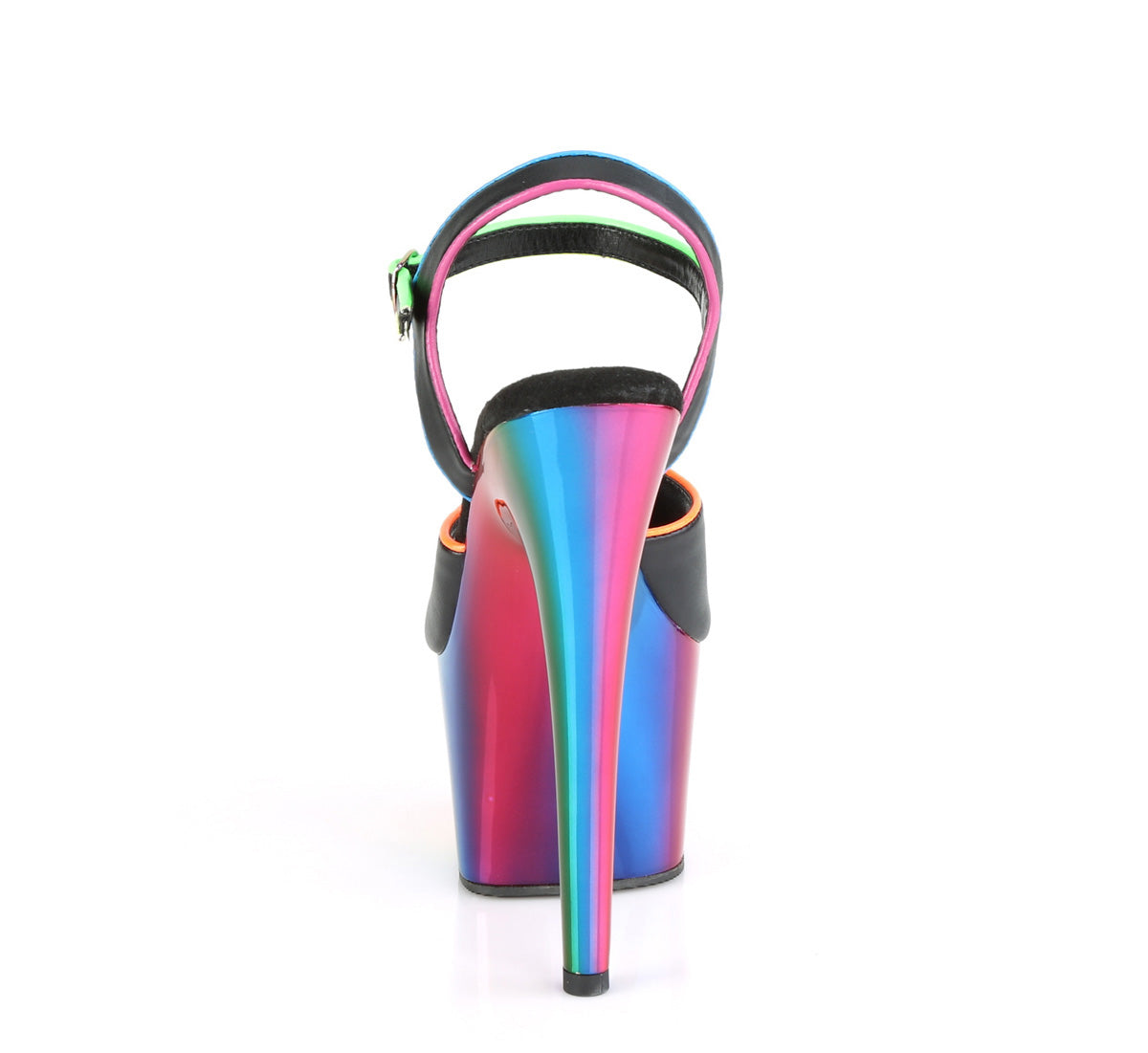 【PLEASER】ADORE-709RC-02 シューズ Blk Faux Leather/Rainbow Chrome【取寄】