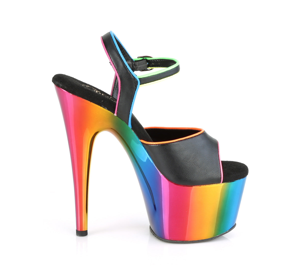 【PLEASER】ADORE-709RC-02 シューズ Blk Faux Leather/Rainbow Chrome【取寄】