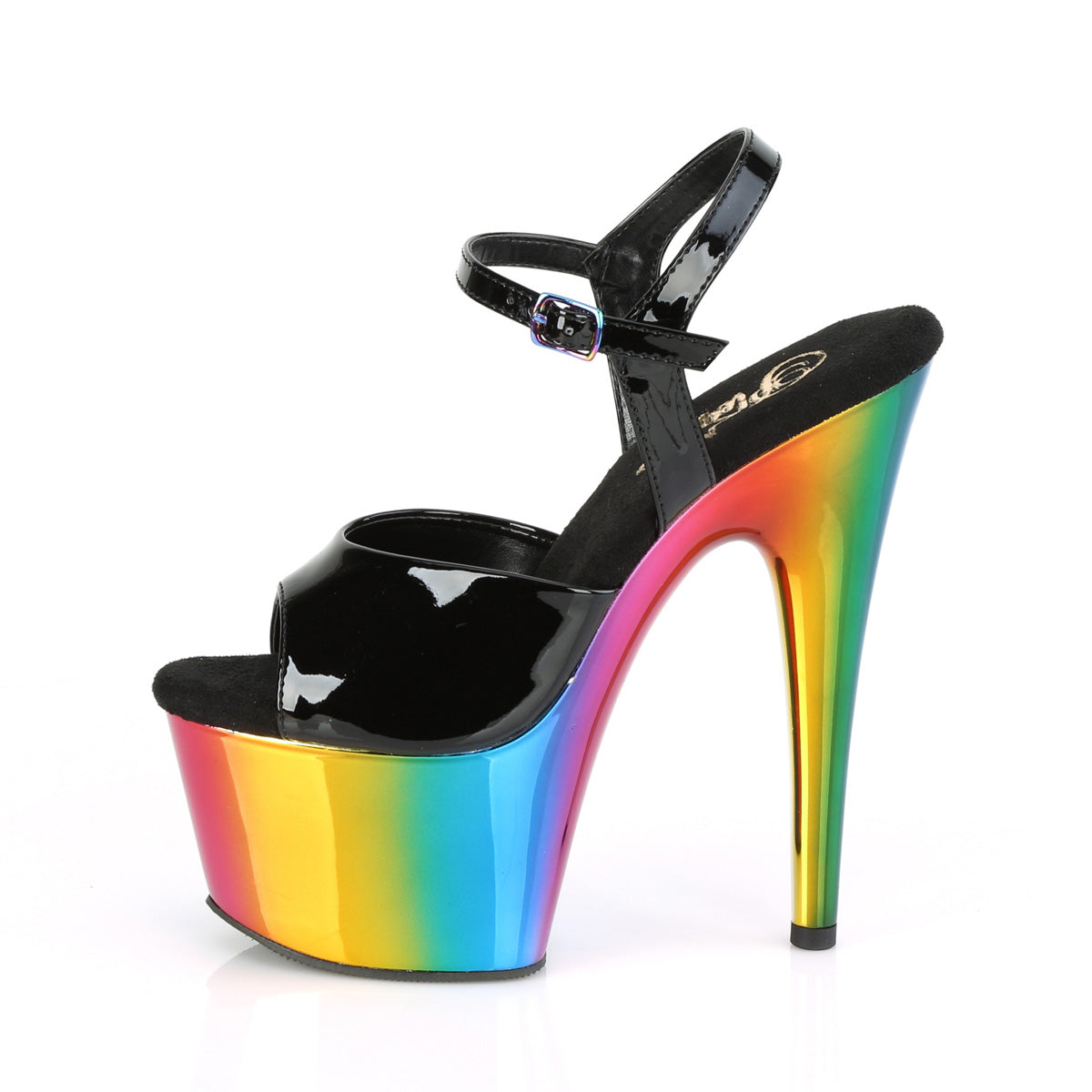 【PLEASER】ADORE-709RC シューズ Blk Pat/Rainbow Chrome【取寄】