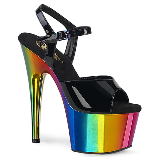 【PLEASER】ADORE-709RC プラットフォームシューズ Blk Pat/Rainbow Chrome【取寄】