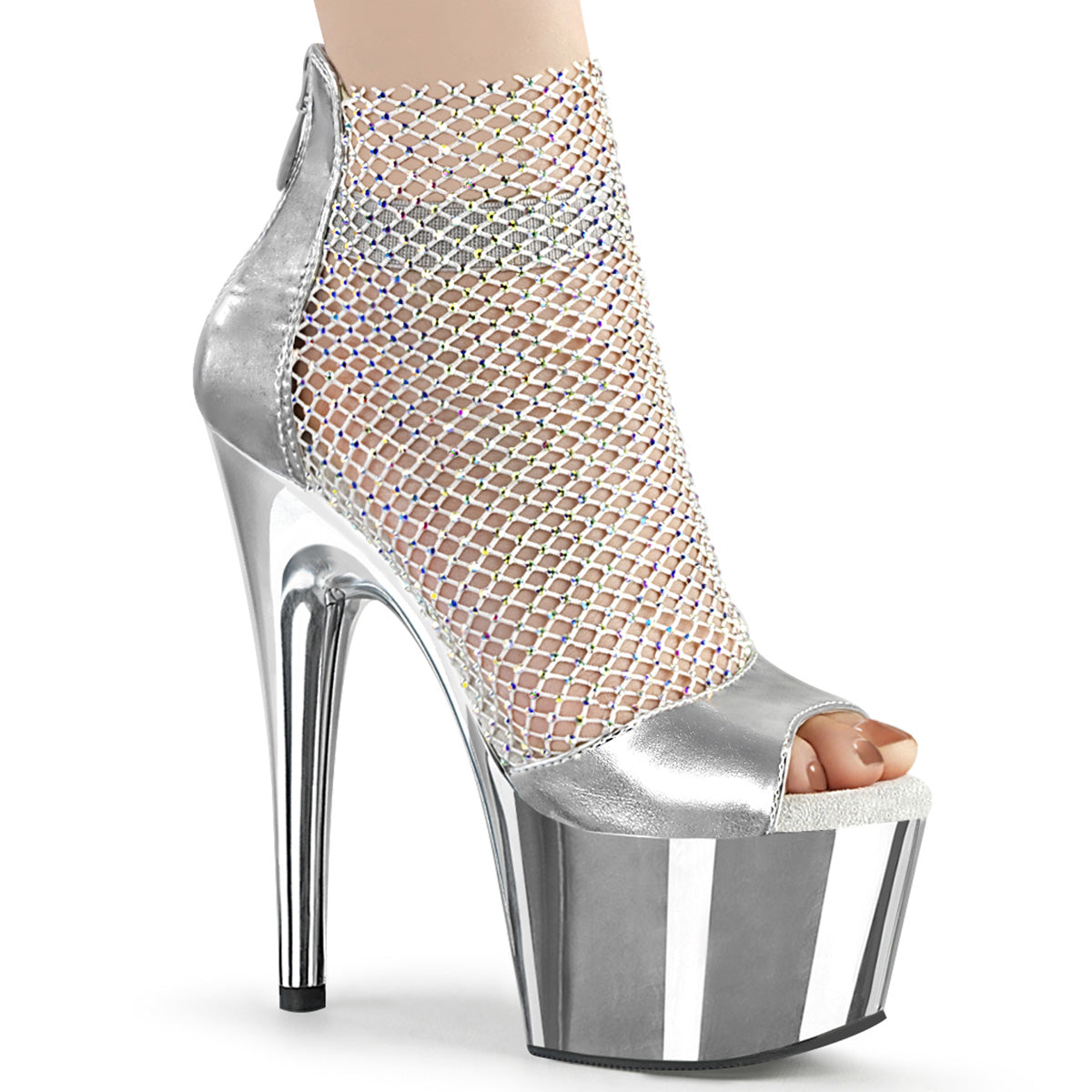 【PLEASER】ADORE-765RM シューズ Slv Metallic Pu-RS Mesh/Slv Chrome【取寄】