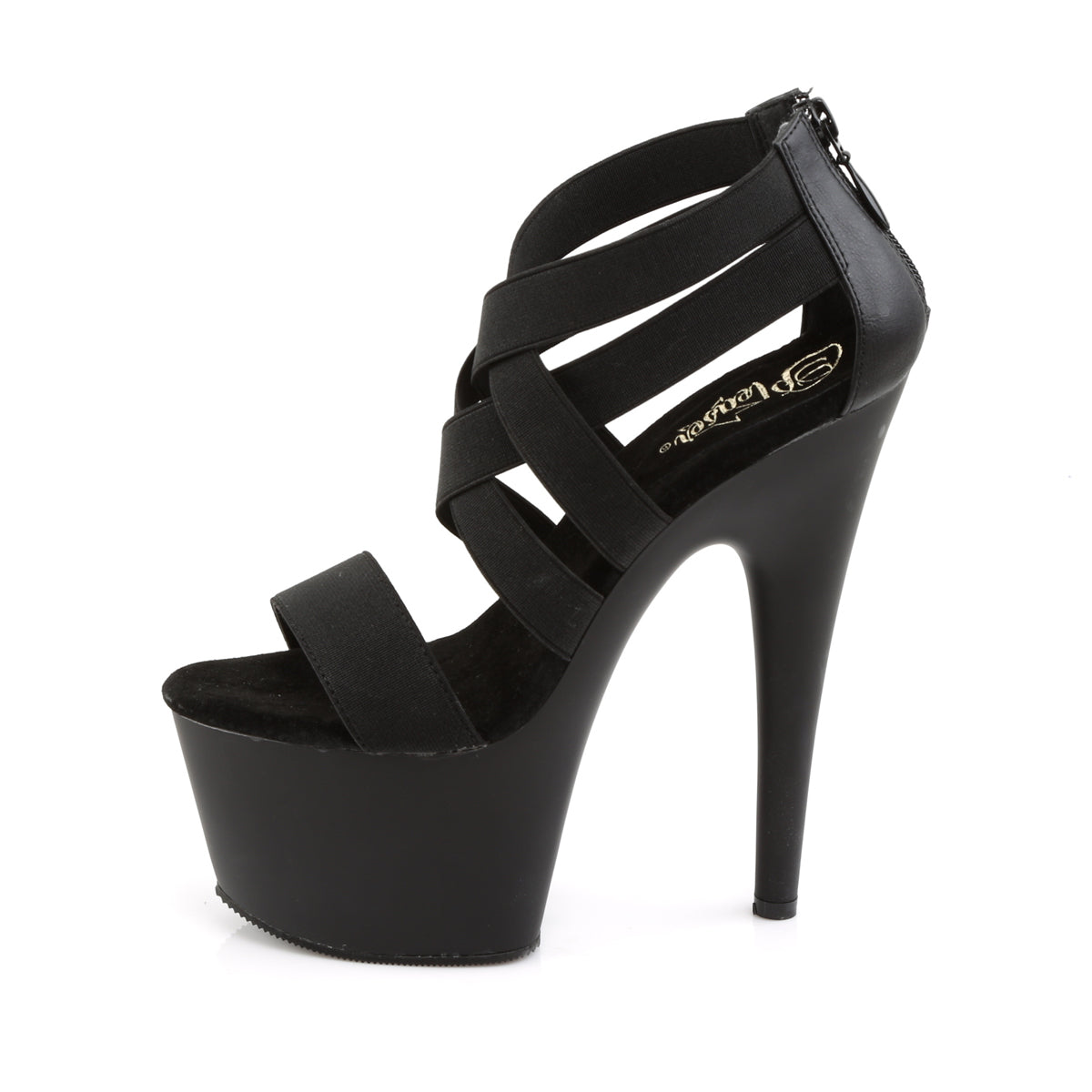 【PLEASER】ADORE-769 シューズ Blk Elastic Band-Faux Leather/Blk Matte【取寄】