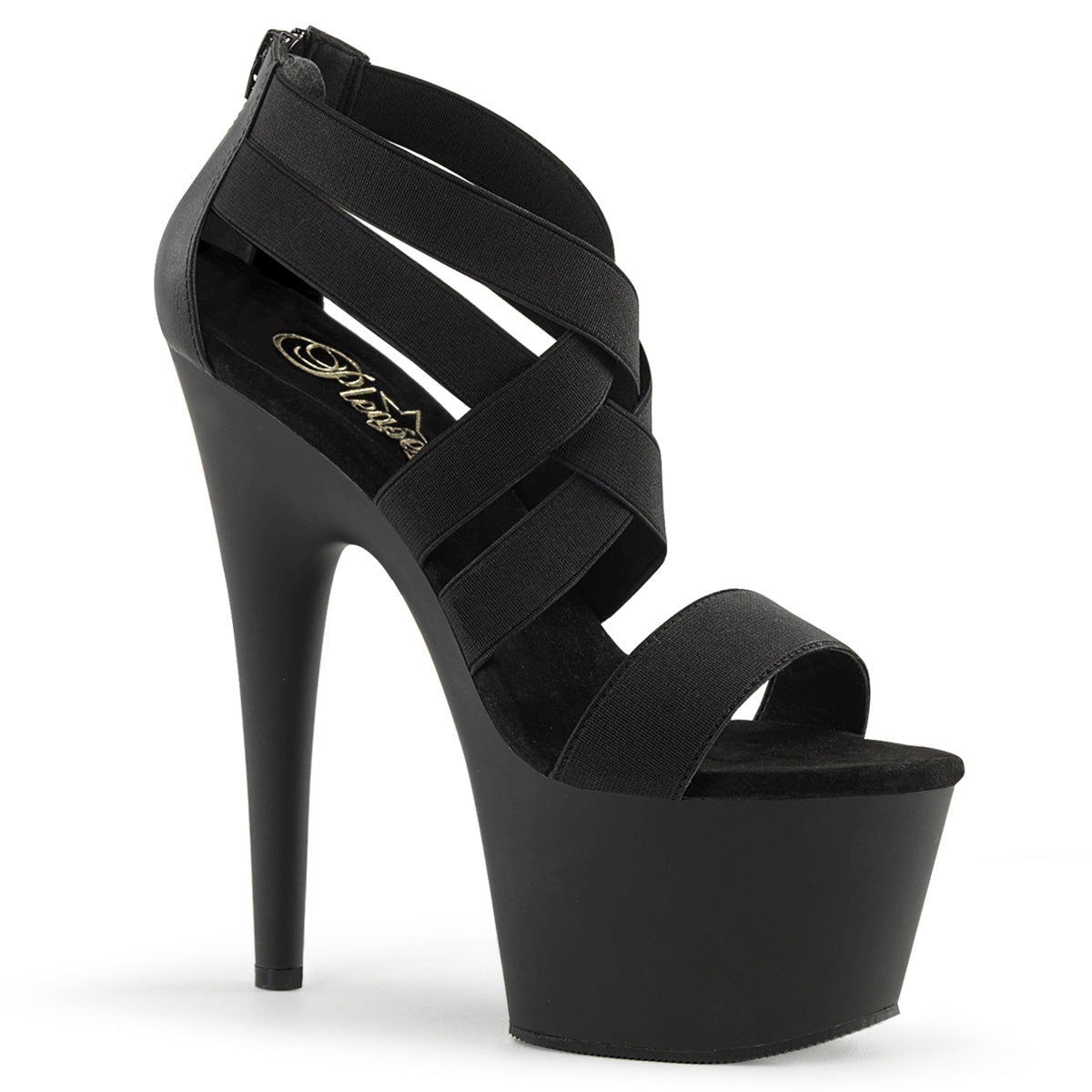 【PLEASER】ADORE-769 シューズ Blk Elastic Band-Faux Leather/Blk Matte【取寄】