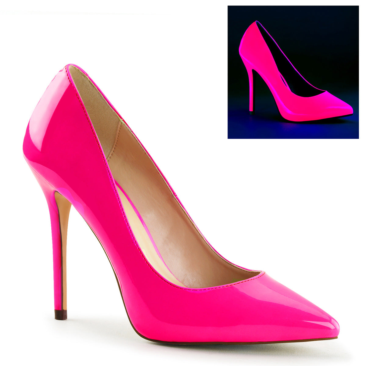 【PLEASER】AMUSE-20 シングルソールシューズ Neon Fuchsia Pat【取寄】