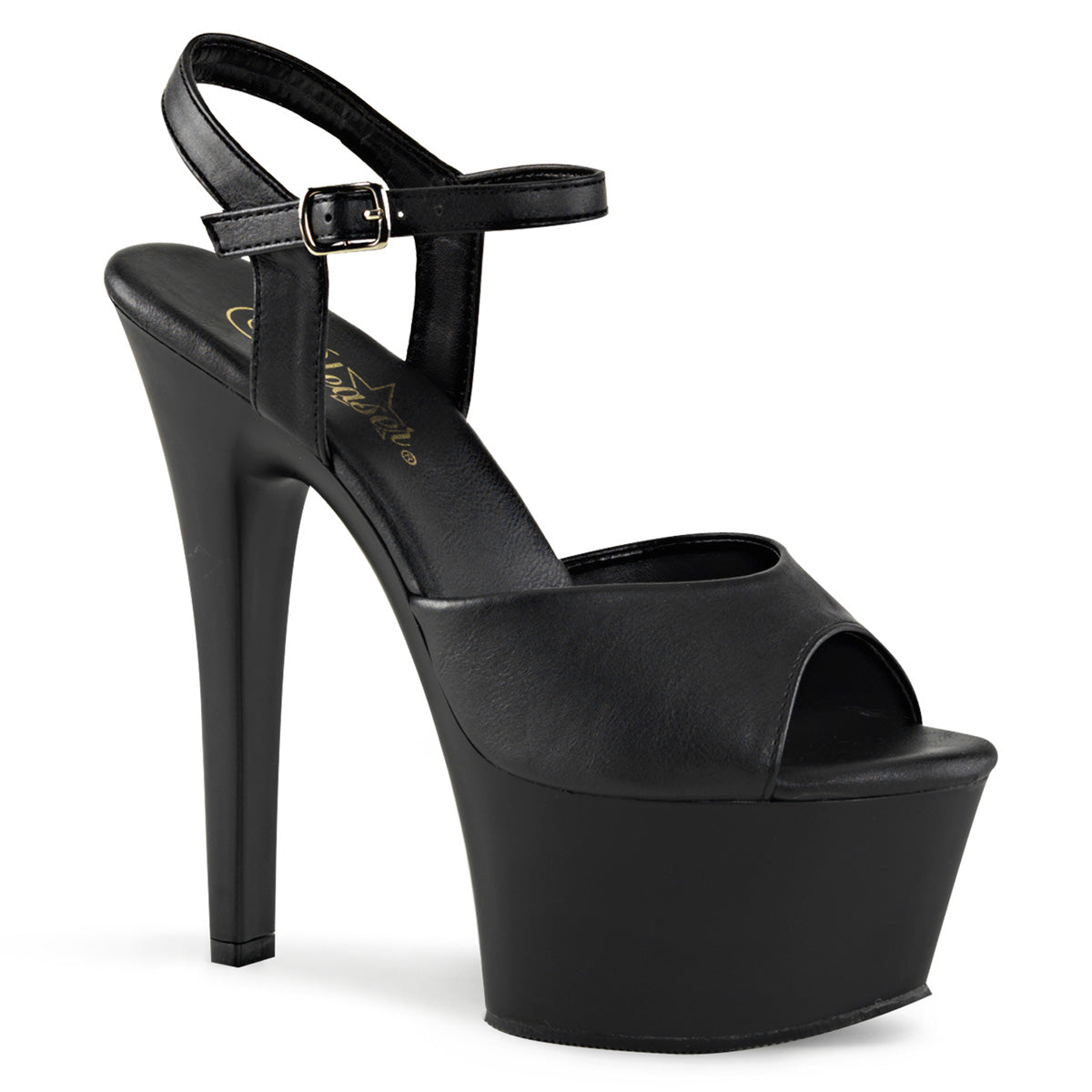 【PLEASER】ASPIRE-609 シューズ Blk Faux Leather/Blk Matte【取寄】