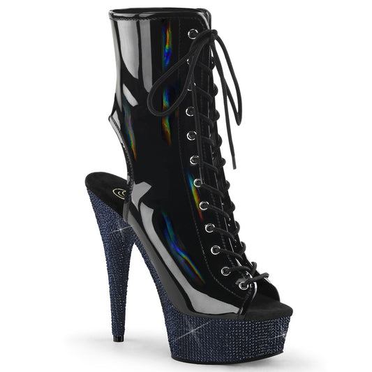 【PLEASER】BEJEWELED-1016-6 プラットフォームシューズ Blk Holo Pat/Midnight Blk RS【取寄】