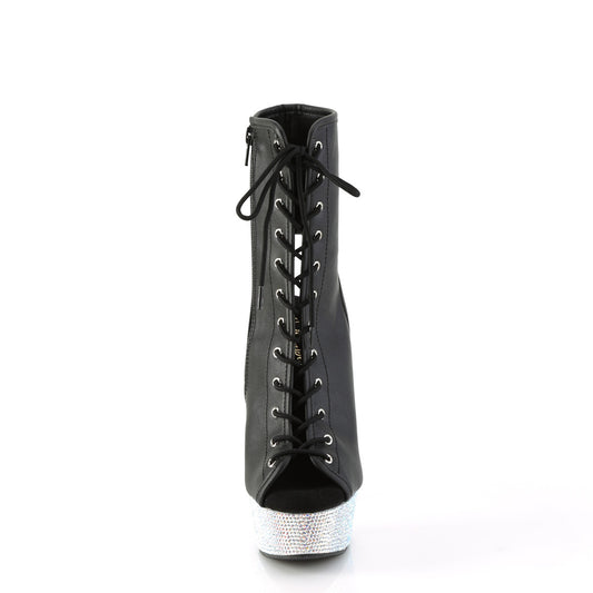 【PLEASER】BEJEWELED-1016-6 プラットフォームシューズ Blk Faux Leather/Slv AB RS【取寄】